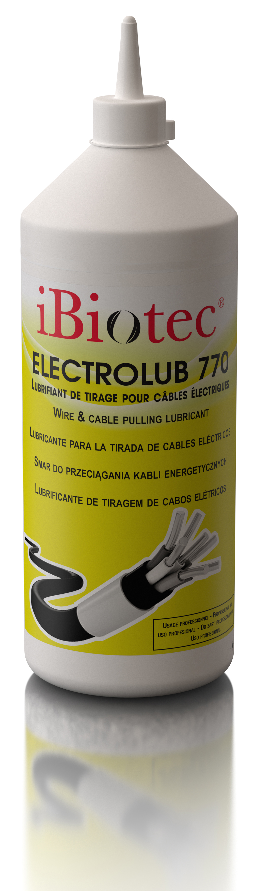 ELECTROLUB 770 Ibiotec Lubrifiant gel, pour le tirage des câbles électriques et Télécom.  tous conduits, fourreaux et tubes. Coefficient de glissement optimum. Lubrifiant tirage cables Gel tirage cables Pate tirage cables Tirage cables electrique Tirage fils electriques Lubrifiant tirage de fils